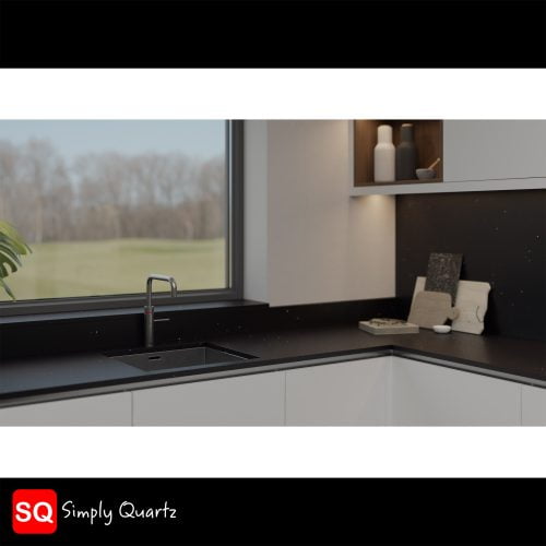 Simply Quartz Black Sparkle - Quartz Worktop - Image 6