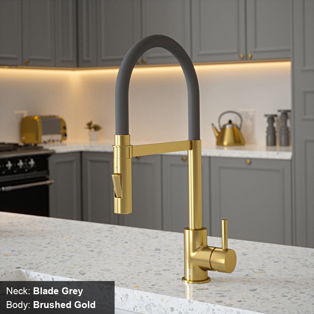 Tube Blade Grey Tap with Pull Out Spray - Image 3