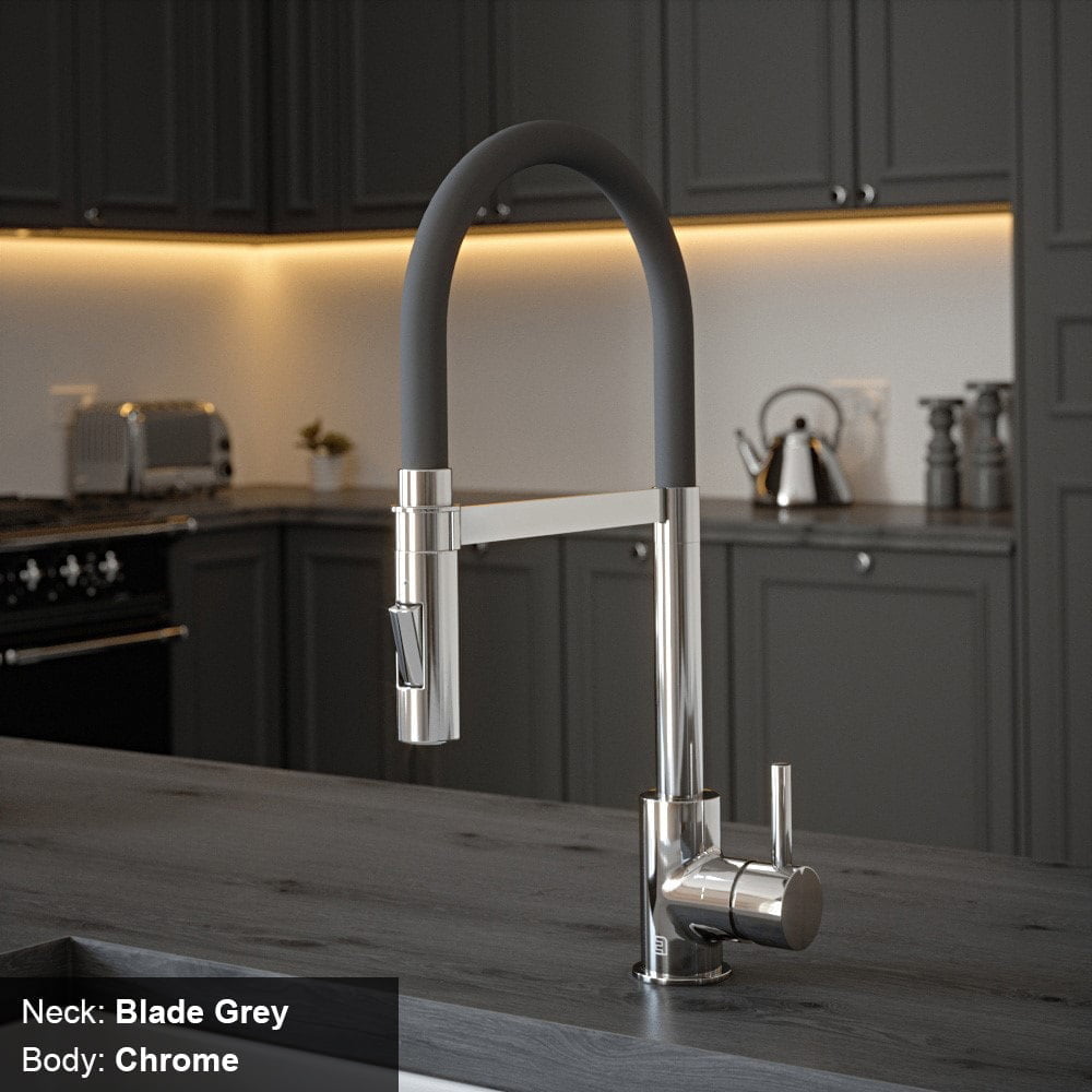 Tube Blade Grey Tap with Pull Out Spray - Image 4