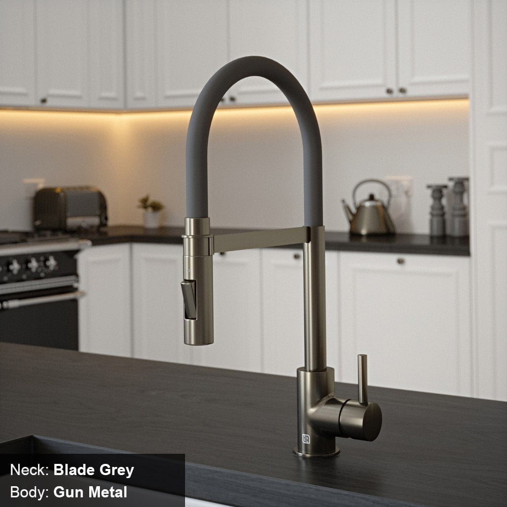 Tube Blade Grey Tap with Pull Out Spray - Image 6