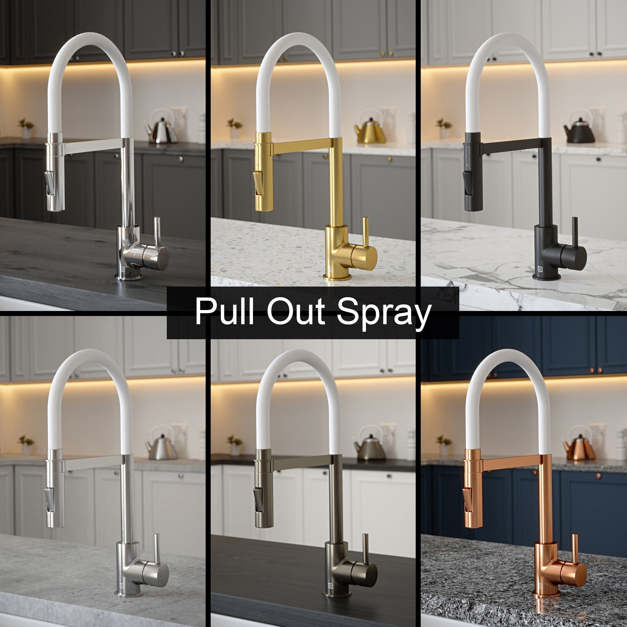 Tube Ghost White Tap with Pull Out Spray