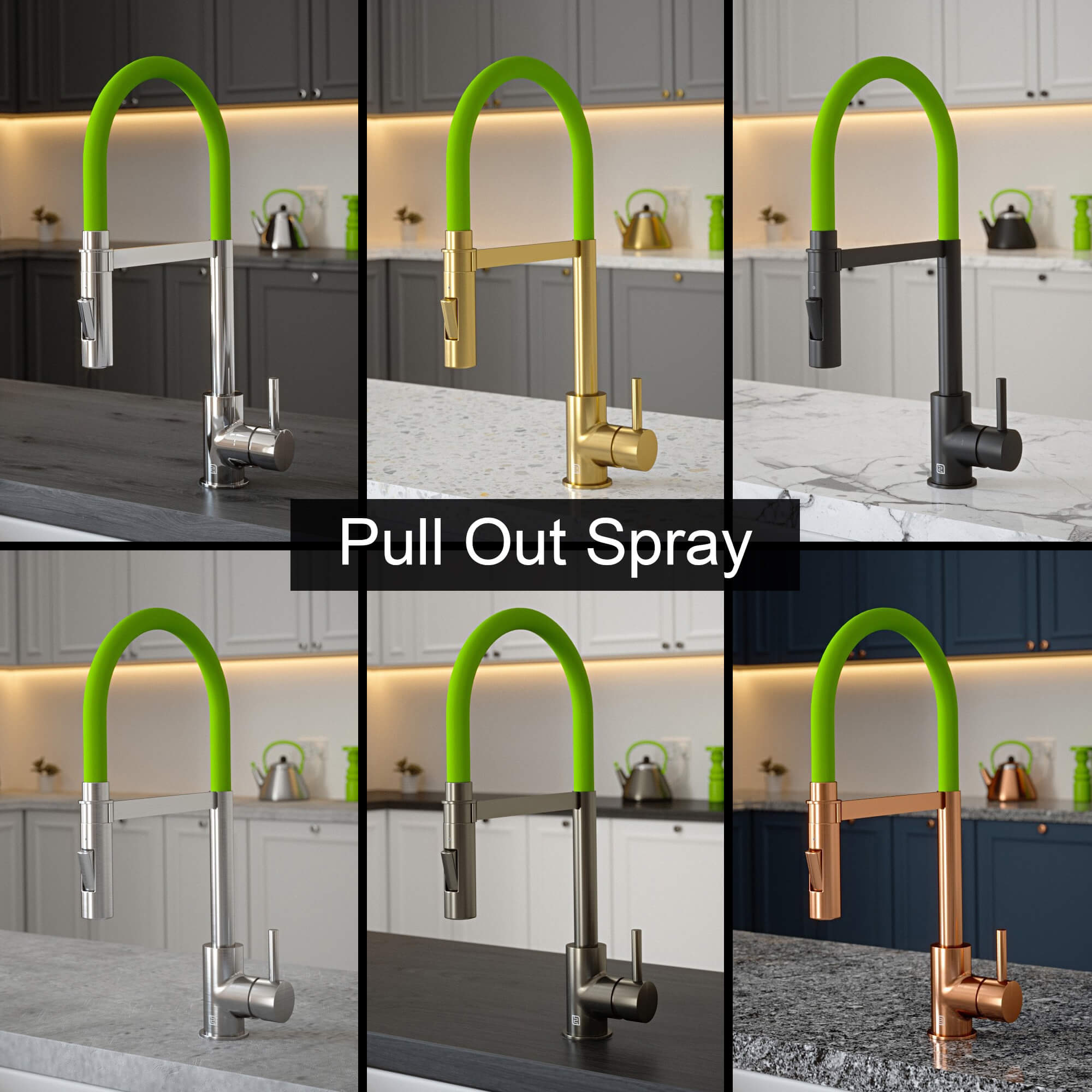 Tube Green Tea Tap with Pull Out Spray