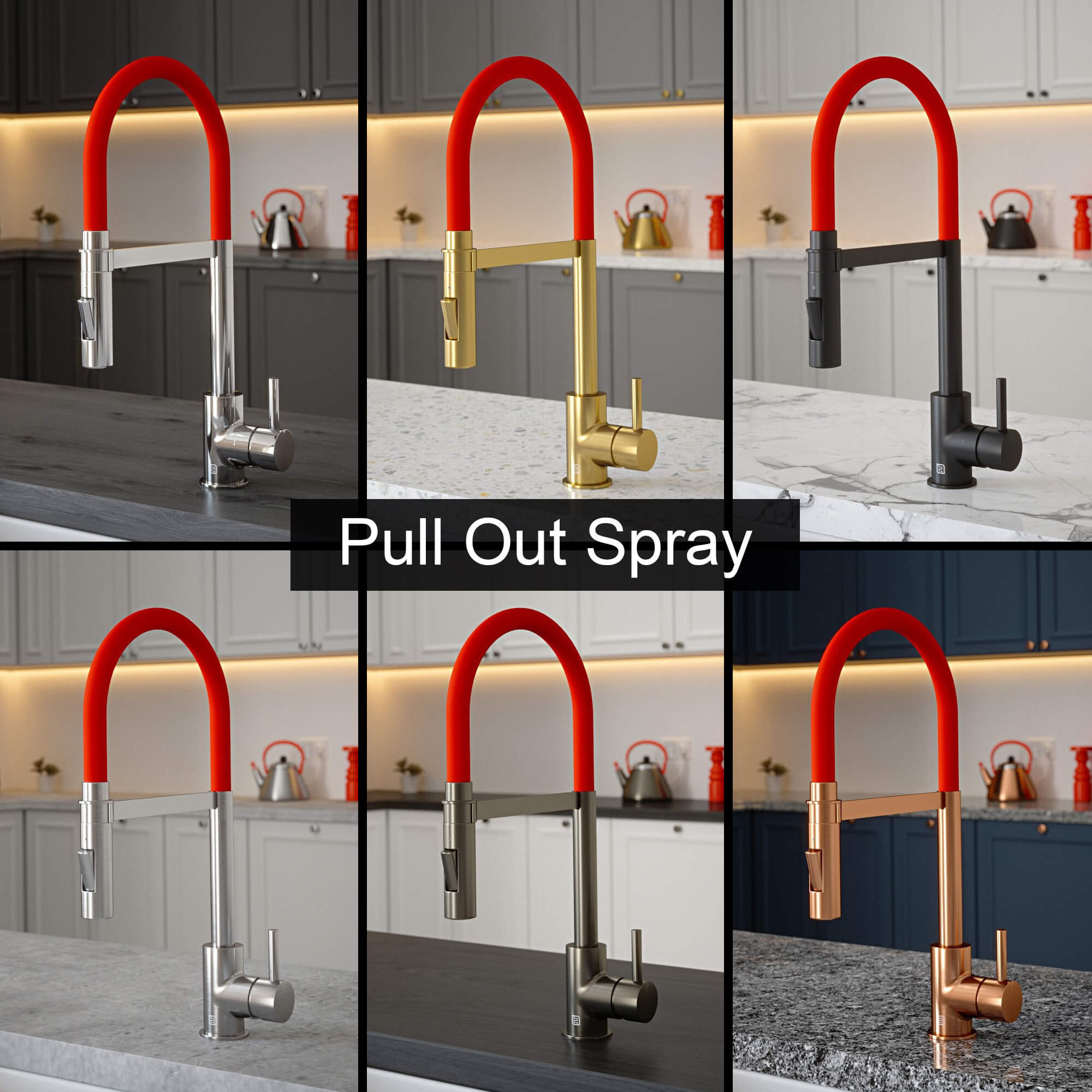 Tube Red Sunset Tap with Pull Out Spray