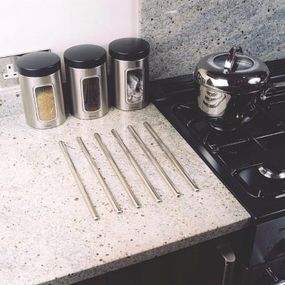 Worktop Protector Rods 300mm 6 Pack - Chrome