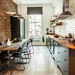 Small kitchen with an industrial chic style