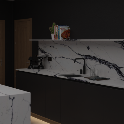 Simply Calacatta Black 20mm & 30mm - Quartz Worktop - 1m Worktops