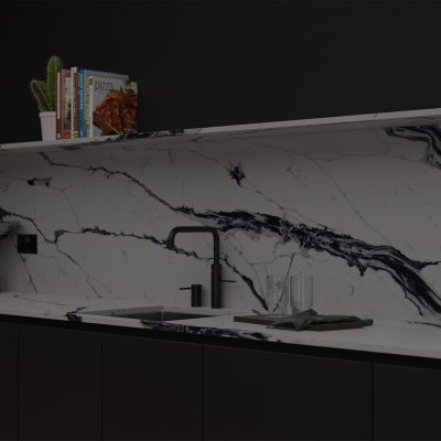 Simply Calacatta Black 20mm & 30mm - Quartz Worktop - 1m Worktops