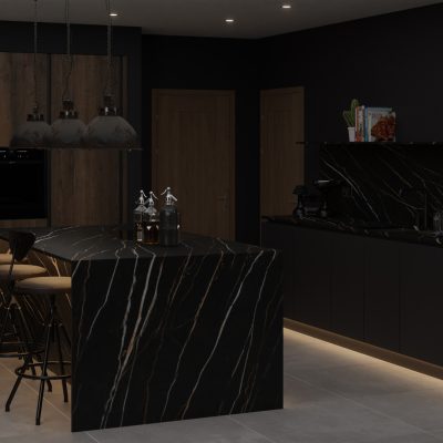 Simply Ceramic Calacatta Gold Black 12mm - Porcelain Worktop - 1m Worktops