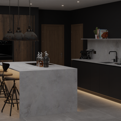 Simply Cloudy Concrete Polished 20mm & 30mm - Quartz Worktop - 1m Worktops