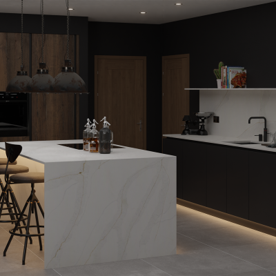 Simply Calacatta Gold Vein 20mm & 30mm - Quartz Worktop - 1m Worktops