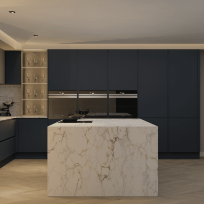 Simply HD Digital Quartz Arabescato Gold 20mm - 1m Worktops