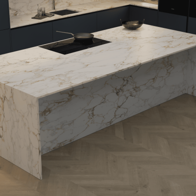 Simply HD Digital Quartz Arabescato Gold 20mm - 1m Worktops