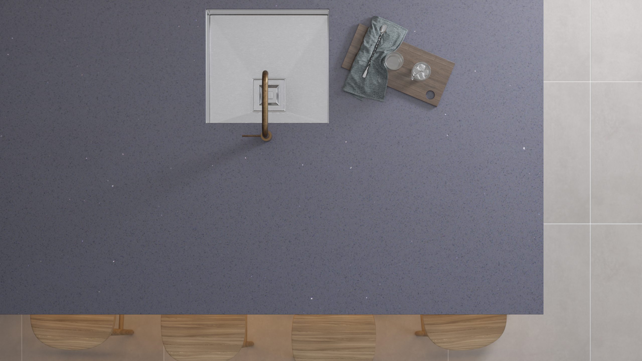 Simply Grey Sparkle 20mm & 30mm - Quartz Worktop - 1m Worktops