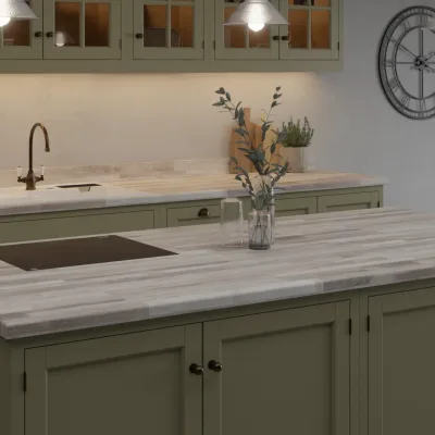 Finesse Linen Block Wood Super Matt - Laminate Worktop