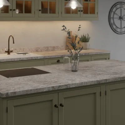 Finesse Grey Emperador Marble Slate Square Edge 38mm Laminate Worktop