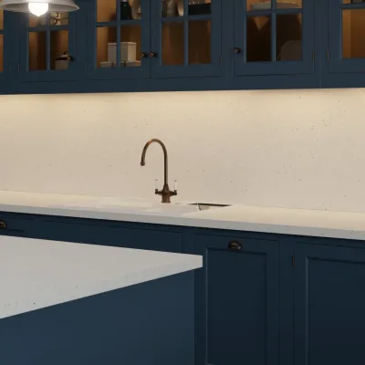Finesse White Andromeda Glitter Matt Square Edge 22mm Laminate Worktop