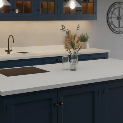 Finesse White Andromeda Glitter Matt Square Edge 22mm Laminate Worktop